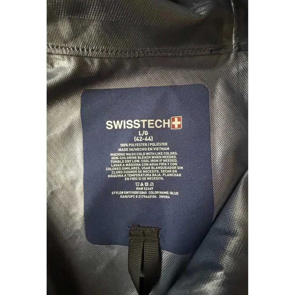 SwissTech‎ Mens Hooded Rain Jacket Blue Windbreaker Large L SW11100012860